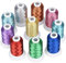 Simthread Metallic-Stickmaschinengarn-Set, 10 Farben, 500 m, für computergesteuerte Stickerei und dekoratives Nähen, Essential 1