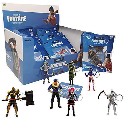 Fortnite Porte-clés, Gadget Porte Clés pour Enfants, Garçons et Adultes, Bonhomme avec Skin Originaux du Jeu Vidéo comme Skull Trooper, Pack de 3 Personnages, Accessoires Gaming, Idées Cadeaux par