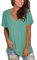 MOLERANI Camisas de Manga Corta con Cuello en V para Mujer Camiseta Holgada Informal Tops de Verano con Bolsillo (L, Verde Hierba)