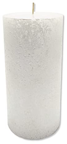 DARO DEKO Stumpenkerze XL 10 x 20cm weiß mit Glitzer durchgefärbt Säulenkerze