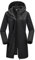33.000ft Veste softshell légère avec capuche imperméable pour femme,Veste fonctionnelle doublée en polaire,Coupe-vent respirant,Manteau long à capuche pour cyclisme, randonnée, plein air, Noir , XXL