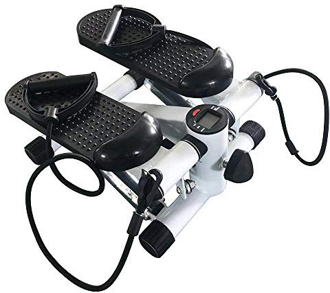 XUANYU Hydraulischer Stepper mit LCD-Display, Mini-Stepper mit Zugschnur, Schwarz / Weiß