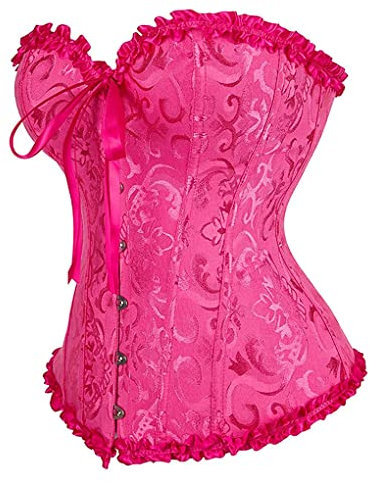 Hengzhifeng Corsetto Top Halloween Donna Bustino Corsetti Gotico (EUR 38-40,Rosa Rossa Rosso)