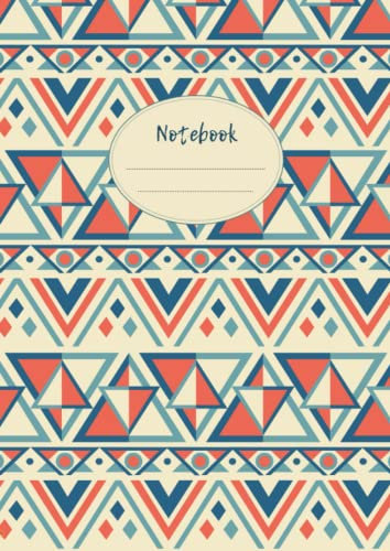 Notebook: Quaderno Puntinato A4. Taccuino a puntini. Dot Grid. Copertina Arte Tribale Azteca (Beige, Blu, Rosso)