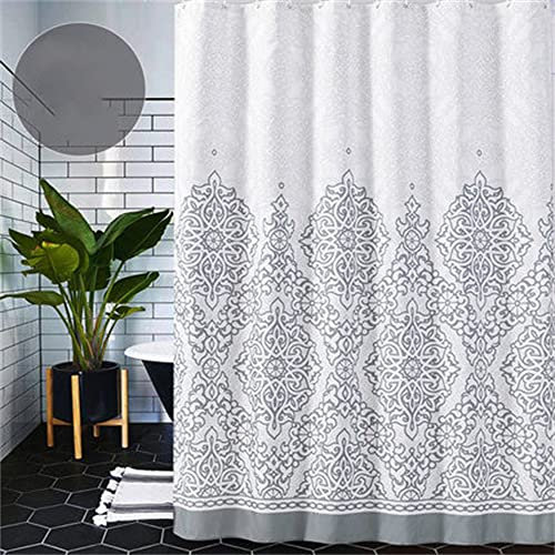 jingeeo Tenda da Doccia, Tenda da Bagno, Vasca da Bagno, Shower Curtain liner, Modello grigio Antimuffa, Antibatterica, Impermeabile con Ganci e Lavabile in Lavatrice Shower Curtain 200cm X 200cm