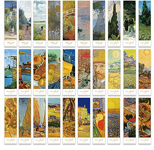 Doraking 30PCS Van Gogh Art Works Paper Bookmarks for Book Lovers