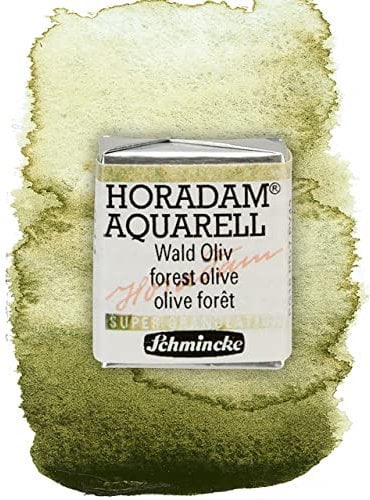 Schmincke – HORADAM® AQUARELL, Super Granulation, 14 941 044 Wald Oliv, 1/2 Näpfchen, sehr stark granulierende Farbtöne, feinste, supergranulierende Aquarellfarben
