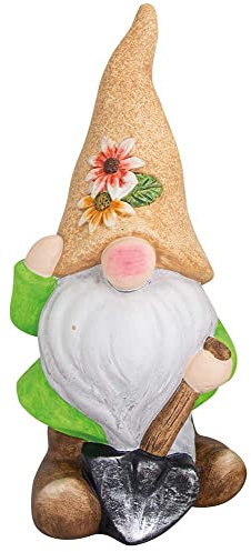 Goldschmidt Gartenzwerge 23,5cm Terracotta | Süße Zwerge als Dekofigur | Garten Wichtel Dekozwerg Sommer (Zwerg Blümchen)