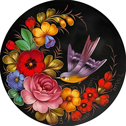 Meecaa Kreuzstich-Set, 11-fädig, geprägt, Vogelblumen, hübsches Stickset mit Zubehör, vorgedruckt (36 x 36 cm) (Vogel)