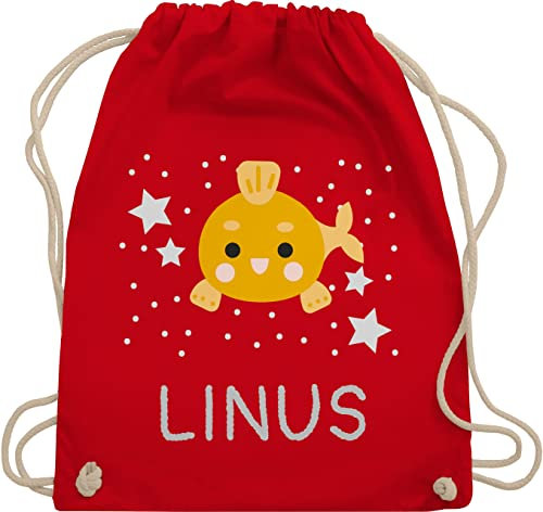 Turnbeutel Rucksack - Goldfisch Fisch Kinder - Unisize - Rot - beutel kindergarten tasche fische juterucksäcke kinder+stoffbeutel+kindergarten goldfische beutelrucksäcke kita personalisierte