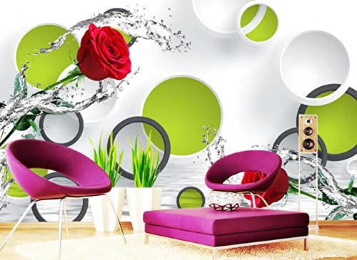 Mural Wallpaper Red Rose Black and White Circle Photo Wallpaper 3D Effect Living Room Bedroom Decoration Wall Covering