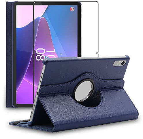 ebestStar - Funda para Lenovo Tab P11 Gen2, Carcasa Capa Giratoria, 360 Protectora, Cuero PU Soporte, Azul Oscuro + Cristal Templado