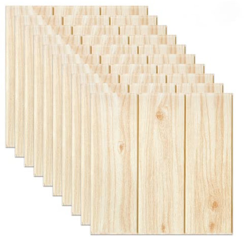 DAZZLEEX 10 adhesivos 3D autoadhesivos para pared, azulejos de piedra, ladrillo, paneles de espuma suave, 350 x 350 mm, grano de madera original