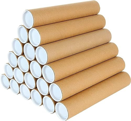 ACXFOND Versandröhren, 30,5 x 5,1 cm lang, Papp-Poster-Röhren, Versandröhren, Kraftpapier, Posterrolle für Versand, Transport, Lagerung, 20 Stück
