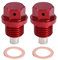 A ABSOPRO Tappo Coppa Olio Motore 2 Set Olio Scarico Tappo Alluminio Lega con 2 Rondella Rosso M14x1.5