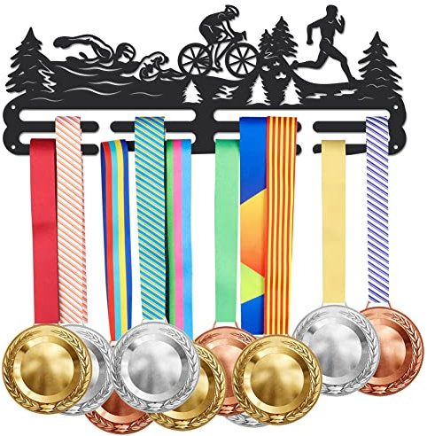 SUPERDANT Triathlon Medaillen Aufbewahrung Schwimmen Medaillen Halter Radfahren Laufen Sport Medaille Aufhängedekor Für Wandhalterung Band Medaillenhalter Geschenke Für Marathonläufer Sportler Kinder