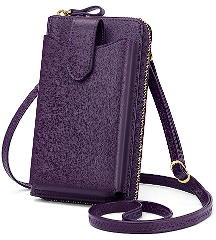 Peacocktion Kleine Handytasche zum Umhängen Damen, Umhängetasche Multifunktionale Geldbörse Schultertasche mit Vielen Fächern und Kartenfächer, Handtasche Damen umhängetasche, A1-Lila