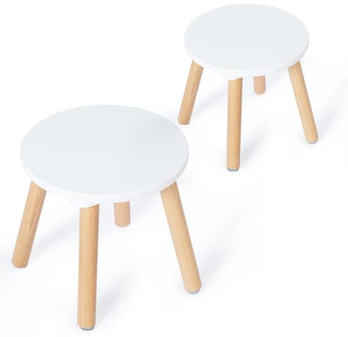Frogprin Holz-Tritthocker für Kinder, Kinderstühle, perfekt abgestimmter sensorischer Tisch, Mehrzweck-Sitzhocker, 25,4 cm, Kinderhocker für Badezimmer, Küche und Schlafzimmer, stabil, natürlich,