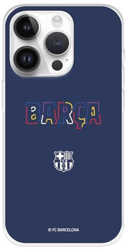 Schutzhülle für iPhone 15 Pro, FC Barcelona, Wappen, transparent zum Schutz Ihres Handys, flexible Silikonhülle, offizielles Lizenzprodukt FC Barcelona