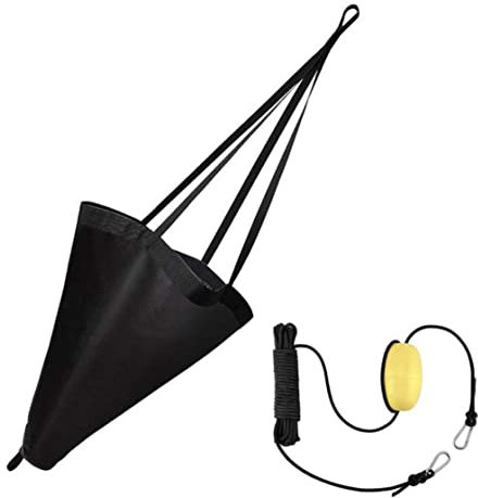 Drift Sock Sea Anchor with Kayak Tow Rope Buoy Ball Fishing Drogue for Boat Pontoon 24 inch Black Anchors