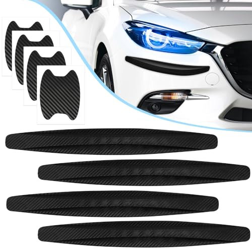 CAREDGO 4 Piezas Protectores para Parachoque de Coches y 4 Pegatinas Protectoras para Manijas de Puerta de Coche Protectores de Goma Adhesivos para Parachoques Trasero Delantero y Lateral