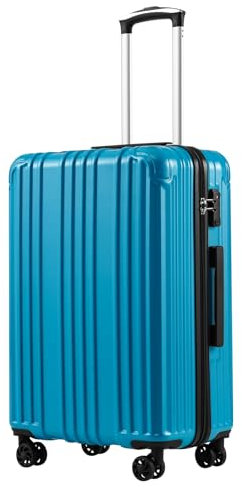 COOLIFE Koffer, Groß Hartschalenkoffer Erweiterbar Trolley ABS Reisekoffer mit TSA-Schloss und 4 Rollen, Türkisblau, XL(76cm)