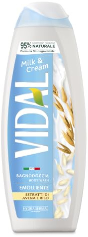 Vidal - Bagnoschiuma Milky & Vanilla, Formula Vellutante, con Latte di Mandorla e Vaniglia, Dermatologicamente Testato 500ml