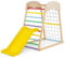 DREAMADE 5 in 1 Kletterdreieck mit Rutsche & Kletternetz & Kletterleiter & Pull Up Bar & Tunnel, Kinder Spielplatz Indoor Klettergerüst aus Holz zum Rutschen & Klettern für Kinder ab 1 Jahr (Bunt)