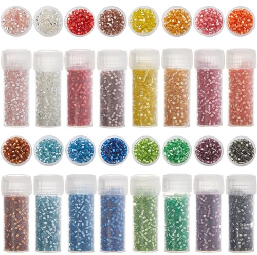SUNNYCLUE 80 G 16 färger cylinderfrö pärla 2 mm bulk glasfröglasögonfrön ponny minifrön glasdistanser små glas distanser för smyckestillverkning örhänge armband