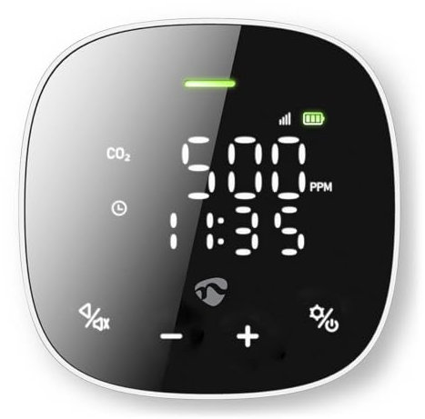 SmartLife - Monitor di qualità dell'aria, Wi-Fi, con display, anidride carbonica (CO2), umidità/temperatura, Android/IOS – nero/bianco