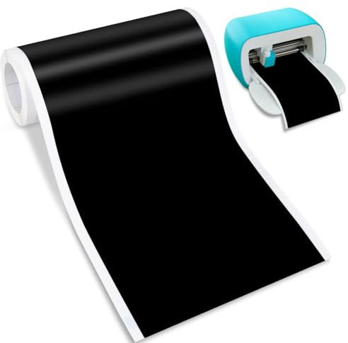Smart Vinyl Permanent für Cri cut Joy, 14cm X 500cm Selbstklebende Vinylrolle, Smart Adhesive Vinyl Permanent, Geeignet zum Dekorieren von Tassen, Kunsthandwerk, Fenster, Wasserflaschen(Schwarz)