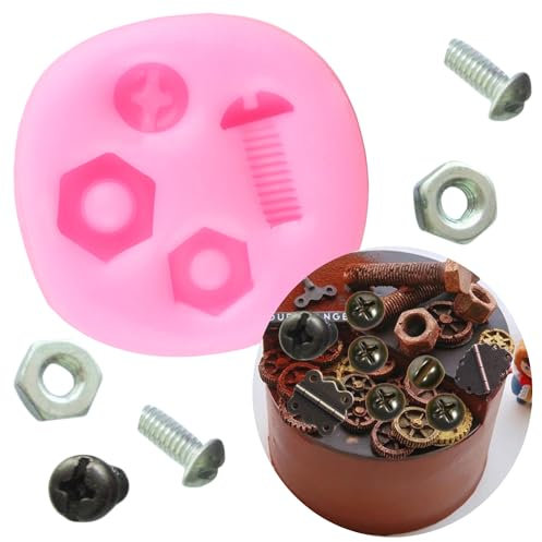 XMOLDNMS Screw Nut Silicone Mould Hand Tools Fondant Moulds for Cake Decoration Cupcake Topper Candy Chocolate Polymer Clay Gum Paste