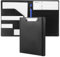 Clipboard Folder A4, PU Leather Portfolio Folder Foldover Clipboard with Writing Pad File Document Organiser with Elastic Band, Pen Holder for School Office Supply(Black)