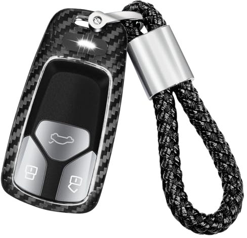 T-carbon Schlüssel Hülle kompatibel mit Audi,Glasfaser Autoschlüssel Hülle kompatibel mit Audi A4 Q7 Q5 TT A3 A6 SQ5 R8 S5,autoschlüssel Schutz keyless Silber Schwarz