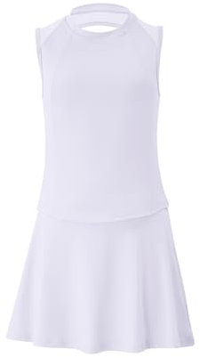 Tennis- und Golf-Outfit für Mädchen, ärmelloses Tanktop und Skorts, Sportrock, Kleid mit Shorts, 4–12 Jahre, Weiss/opulenter Garten, 10-11 Jahre