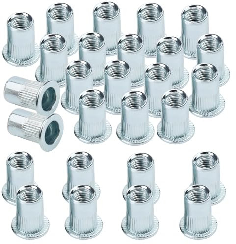 M6 Dadi per Rivetti in Acciaio Inox, 100 Pezzi Rivetto Filettato a Testa Piatta, Dadi per Rivetti a Testa Svasata con Scatola, Assortimento di Dadi per Rivetti Metrici per Legno Arredamento Automobili