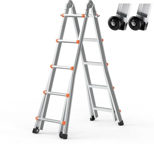 VEVOR Scala Telescopica con Telaio ad A 5990 mm Scala Estensibile Compatta in Alluminio, Scala Pieghevole Portatile Multifunzione per Camper, Scala Telescopica per Compiti, Capacità di Carico 149,7 kg