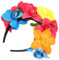 DRESSOOS Halloween Haarschmuck Kunstblumen Stirnband Für Halloween Und Festliche Anlässe Mit Rosafarbenen Rosen Und Blauen Orchideen Für Partys Und Bühnenaufführungen