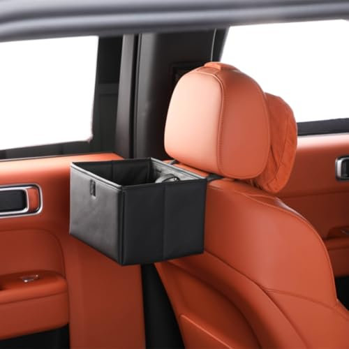 Qirc Auslaufsicherer Auto-Mülleimer, universeller hängender Auto-Müllbeutel, Mehrzweck-Organizer für Outdoor-Reisen, faltbarer Mülleimer für LKW, SUV, Zuhause, Büro (schwarz)