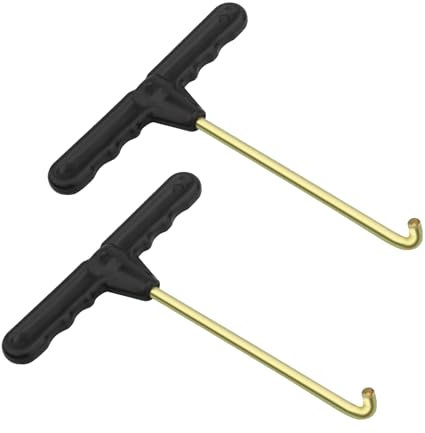 Yingjie 2 Pieces Trampoline Spring Pull Tool, Trampoline Parts T-Hook Puller, Springs Pull T-Shape Hook with Plastic Handle, Trampolines Accessories, Suitable for Mounting Jumping Springs.