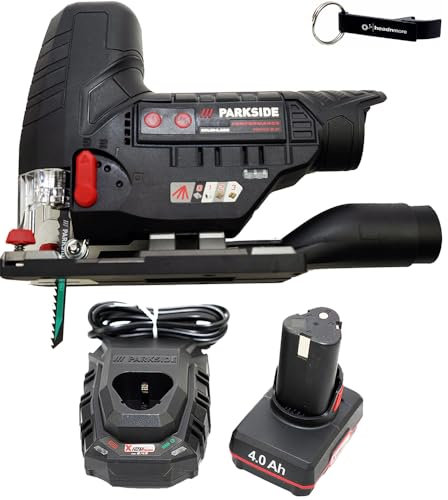 HEADNMORE Bundle – Parkside Performance® Sierra de calar a batería 12 V PPSTKA 12 + llavero HEADNMORE® (batería de 1 x 4 Ah)