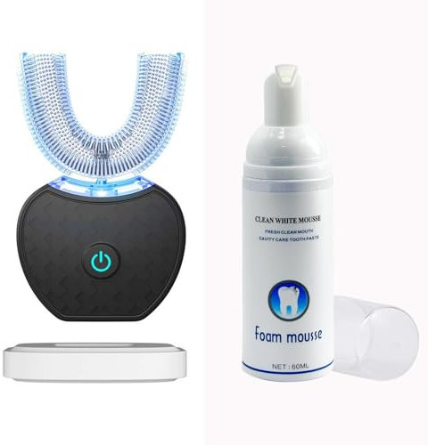 Automatic Ultrasonic Toothbrush, 360 Auto Sonic Brush, Teeth whitening Brush with Timer & Wireless Charging 360° Ultrasonic Electric Toothbrush for Adult (Black, 1)