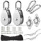 Cpolebev M15 Stainless Steel Pulley System Kit-Heavy-Duty Pulley Wheel, Pulley Block with Nylon Rope 4MM, Hooks, Plate (2 Pack)