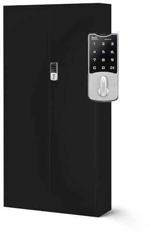 Jan Nowak Armoire à dossiers C003 de Bureau avec Serrure à Combinaison métallique en Acier revêtu par Poudre 185 cm x 90 cm x 40cm Noir