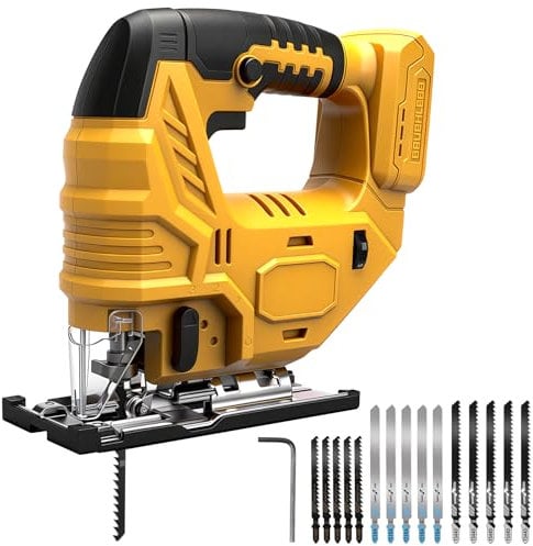 Cordless Jig Saws Compatible with Dewalt 20V Battery, Brushless Pendulum Action Jigsaw, 18 mm Stroke Height, Max 45° Angled Cuts 4 Orbital Settings for Straight Curve Circle Cutting (No Battery)