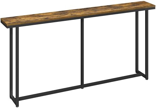 Abician Table Console Longue Moderne, Meuble d'entrée Allongée en Bois, Bout de Canapé, Table d'Appoint pour Couloir Salon Entrée Style Rustique, Marron Rustique, 160 cm L × 20 cm l × 81 cm H