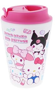 Blueprint Collections Hello Kitty Travel Mug | Cute Kawaii Coffee Cup with Lid | 350ml Reusable Hot Drinks Cup | Featuring Kuromi & Cinnamoroll | Sanrio Gifts