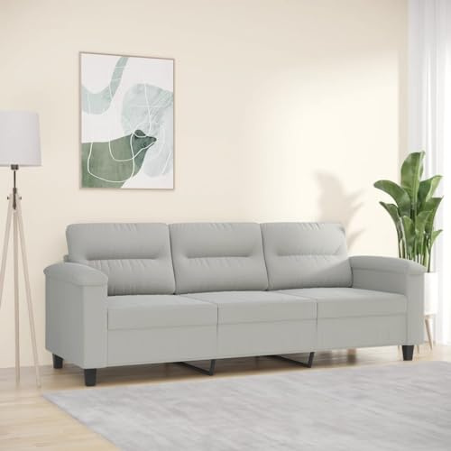 Owoxanthellate 3-Sitzer-Sofa Hellgrau 210 cm Mikrofaser Metallgestell Modernes Design Robust & Langlebig für Wohnzimmer Büro Flur