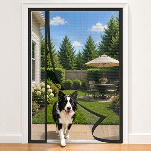 Zanzariera a Calamita Per Porta Finestra Con Apertura Laterale Nero 102x238cm Tenda in Rete Morbida Con Chiusura Magnetica Per Passaggio a Mani Libere Porta Finestra Terrazza E Ingresso Giardino