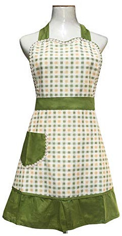 Niedliches, schönes, einzigartiges Design, für Damen, Mädchen, Damen, Retro-Schürze mit schicker Tasche zum Kochen, Küche, Grün